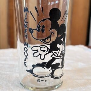 Disney Mickey Mouse Black and White Glass